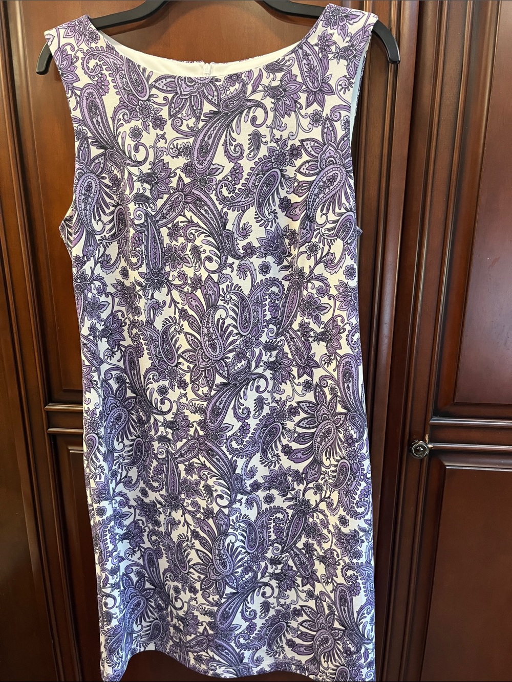 AGB White Sleeveless Dress with Purple Paisley